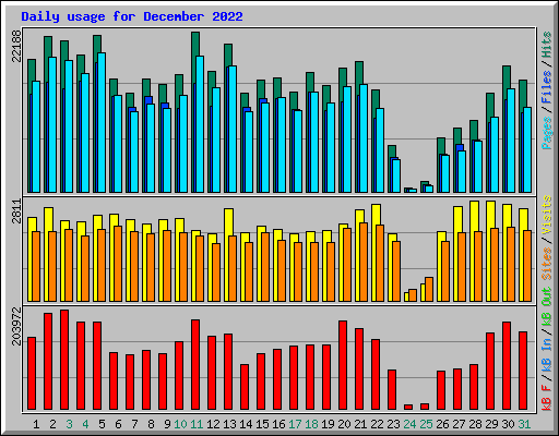 Daily usage for December 2022