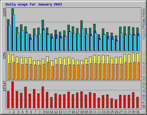 Daily usage for January 2023