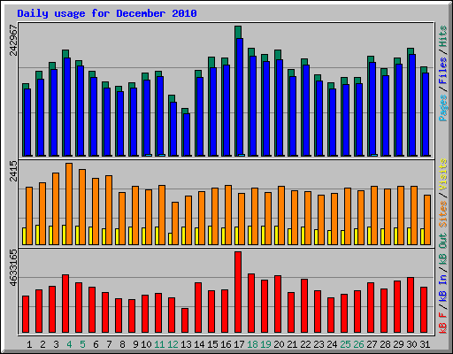 Daily usage for December 2010