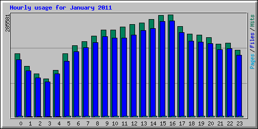 Hourly usage for January 2011